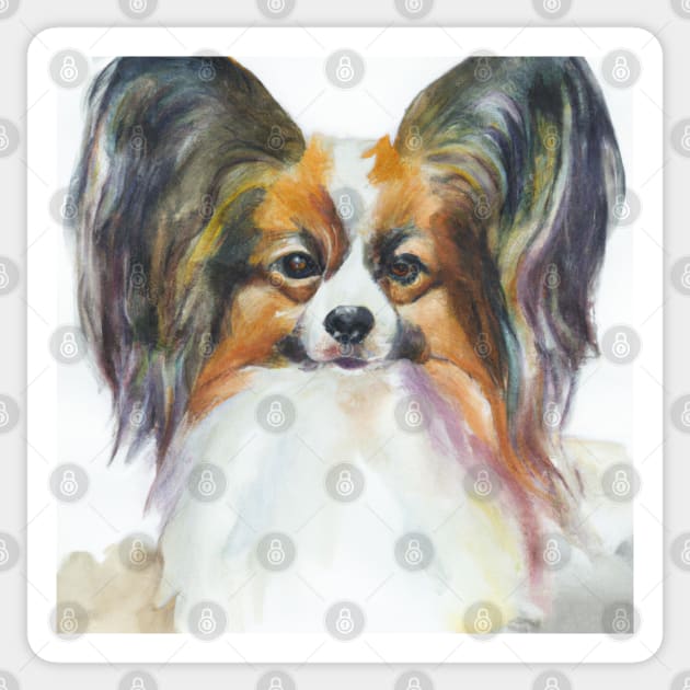 Papillon Watercolor Painting - Dog Lover Gifts Sticker by Edd Paint Something